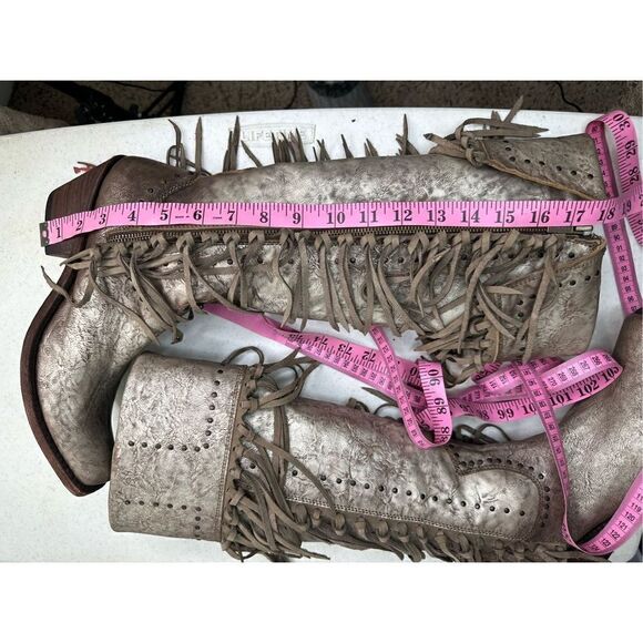 Liberty Black Women's Maritsa Fringe Zipper Knee High Boots Silver Gray Sz 9 - Picture 8 of 11